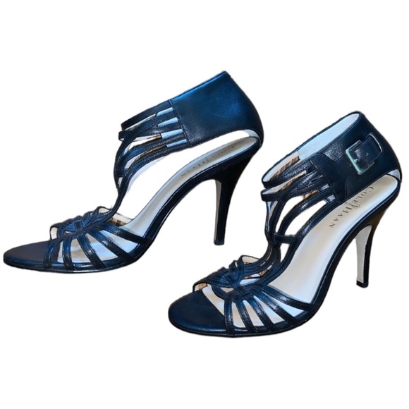 Cole Haan Black Leather Strappy Sandal Heels - Picture 5 of 9